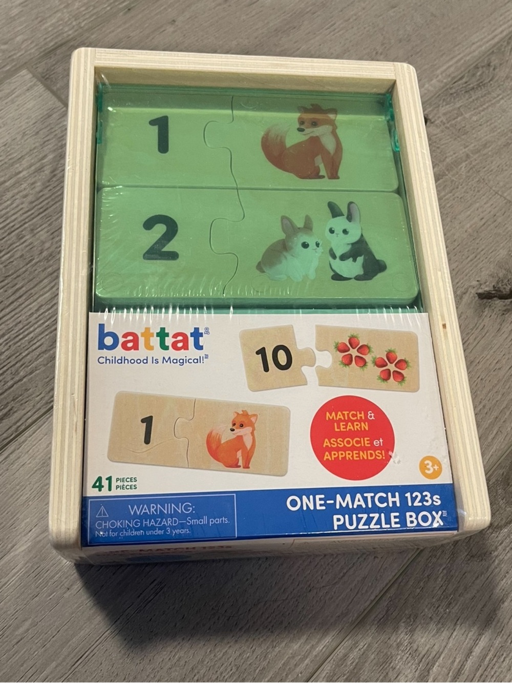 Battat Wooden Puzzle Learning Numbers 123s for Toddlers & Kids - 41pcs